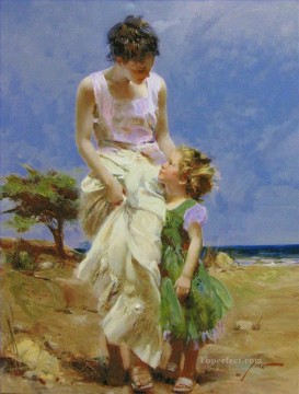 Impressionism Painting - Pino Daeni mum and girl beautiful woman lady